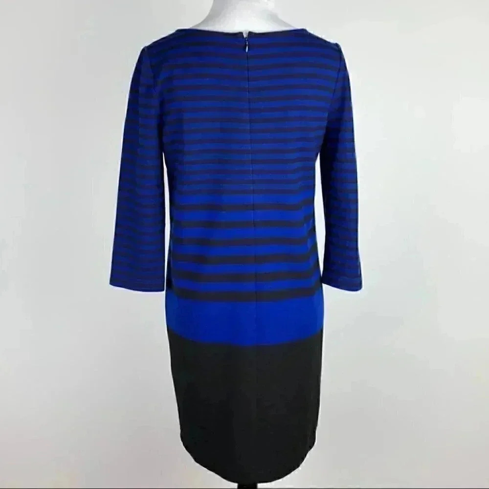 Ann Taylor dress size SP black blue striped pencil - Picture 5 of 10